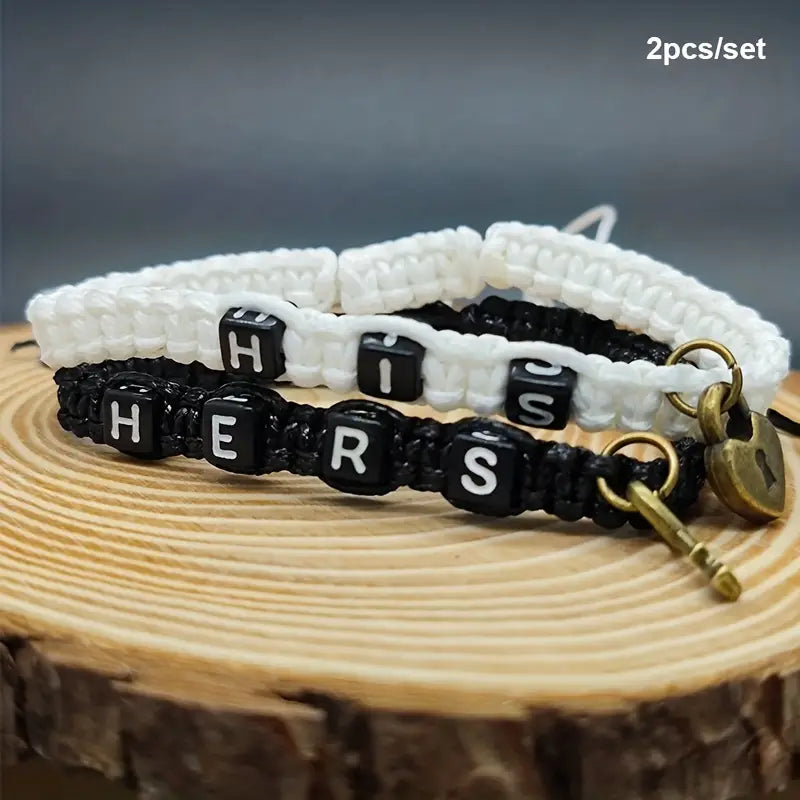 2pcs Trendy Key Lock Bracelets For Couples