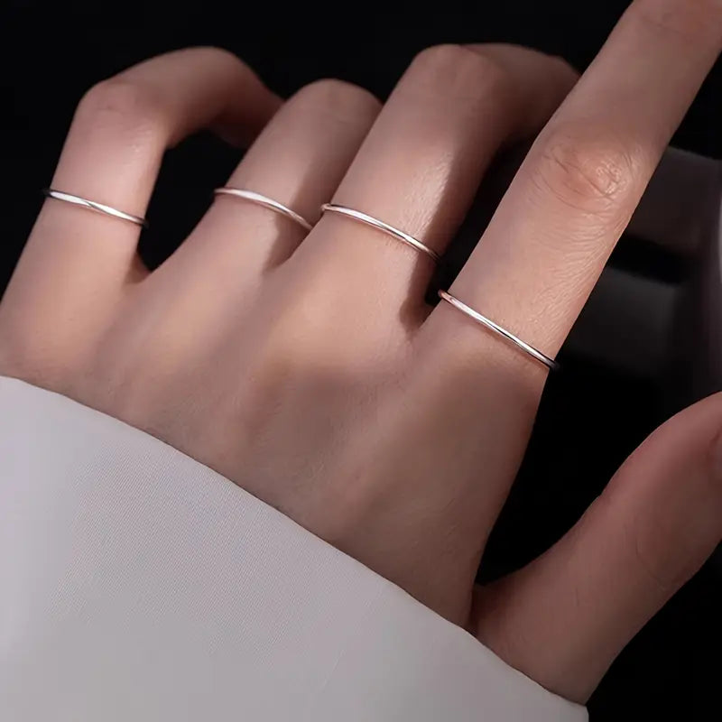 4-Pack Minimalist Stainless Steel Stackable Rings