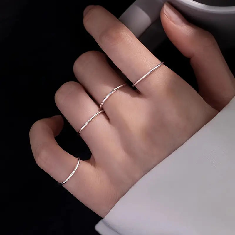 4-Pack Minimalist Stainless Steel Stackable Rings