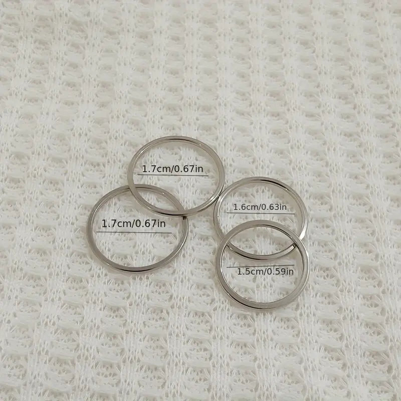 4-Pack Minimalist Stainless Steel Stackable Rings