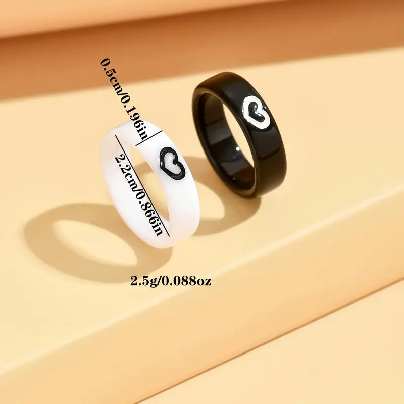 Simple Acrylic Couples Rings Set of 2