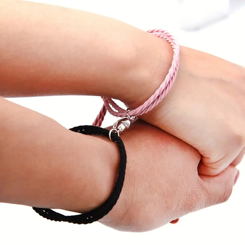 2pcs Elastic Rope Braided Love Magnetic Couple