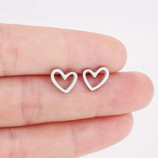 Stainless Steel Stud Earrings Simple Style Heart Shape Earrings