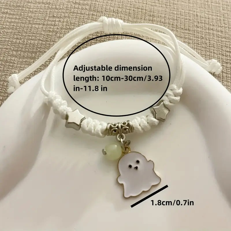 Pair of Cute Ghost Cartoon Charm Bracelets for Couples