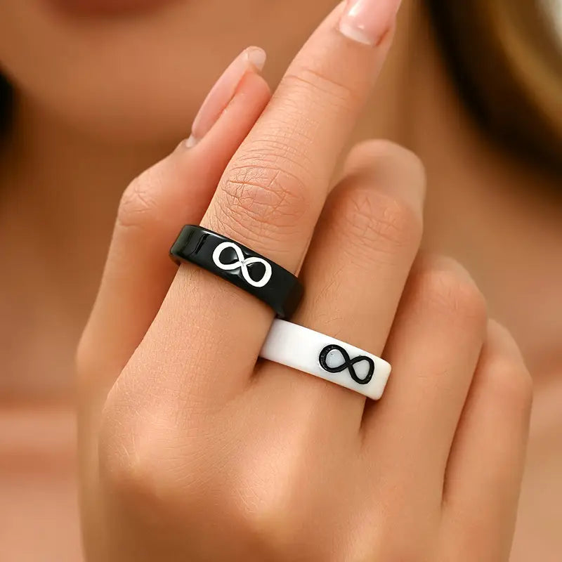 Simple Acrylic Couples Rings Set of 2