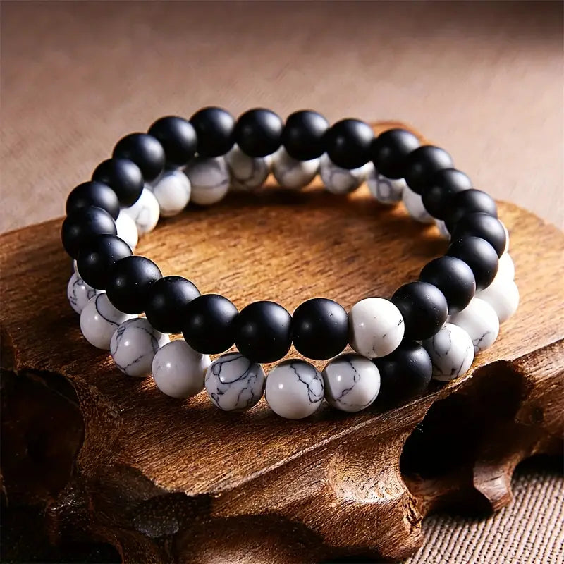 Couples' Natural Stone Beaded Bracelet Set