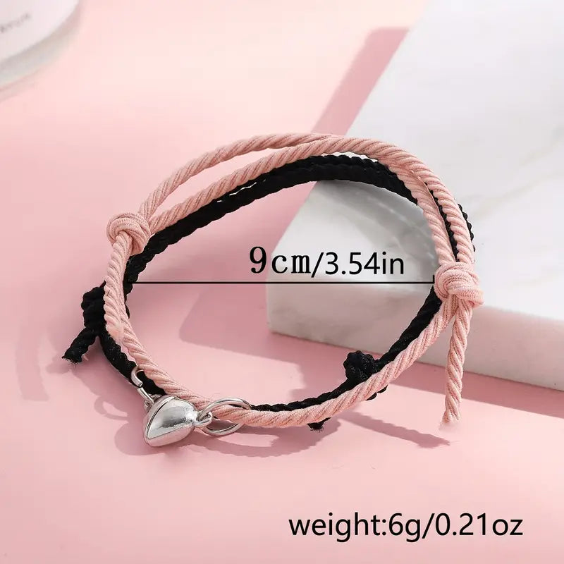 2pcs Elastic Rope Braided Love Magnetic Couple