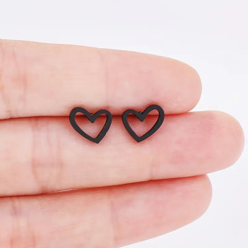 Stainless Steel Stud Earrings Simple Style Heart Shape Earrings