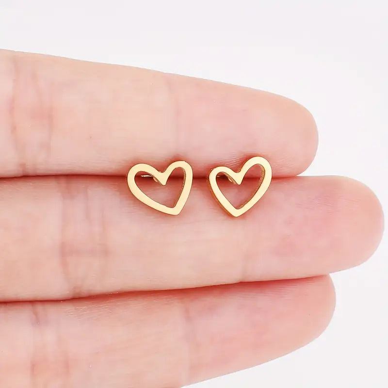 Stainless Steel Stud Earrings Simple Style Heart Shape Earrings