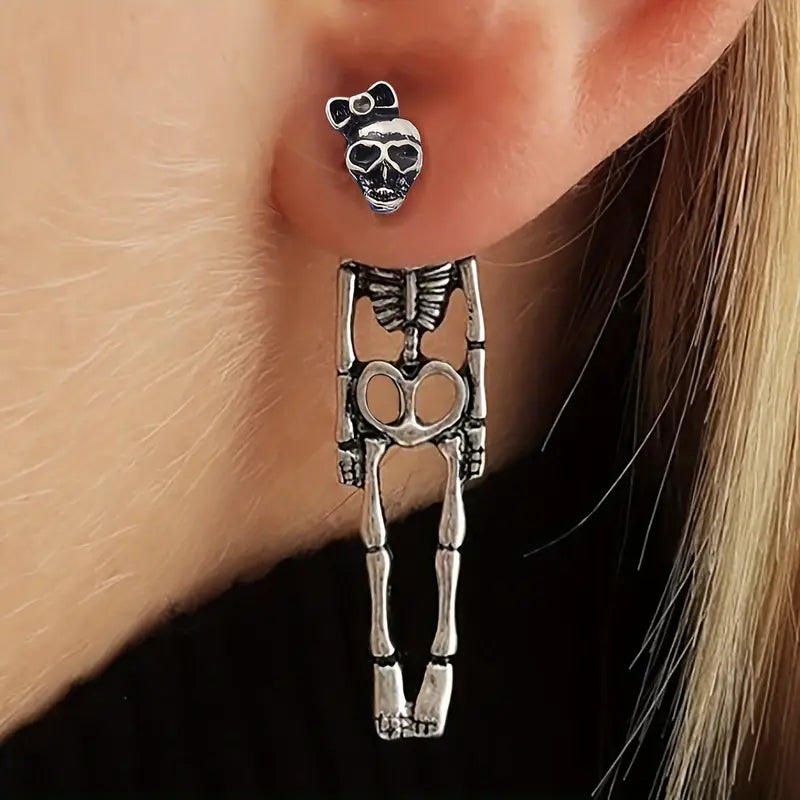 Gothic Dark Wind Skull Skeleton Hanging Earrings